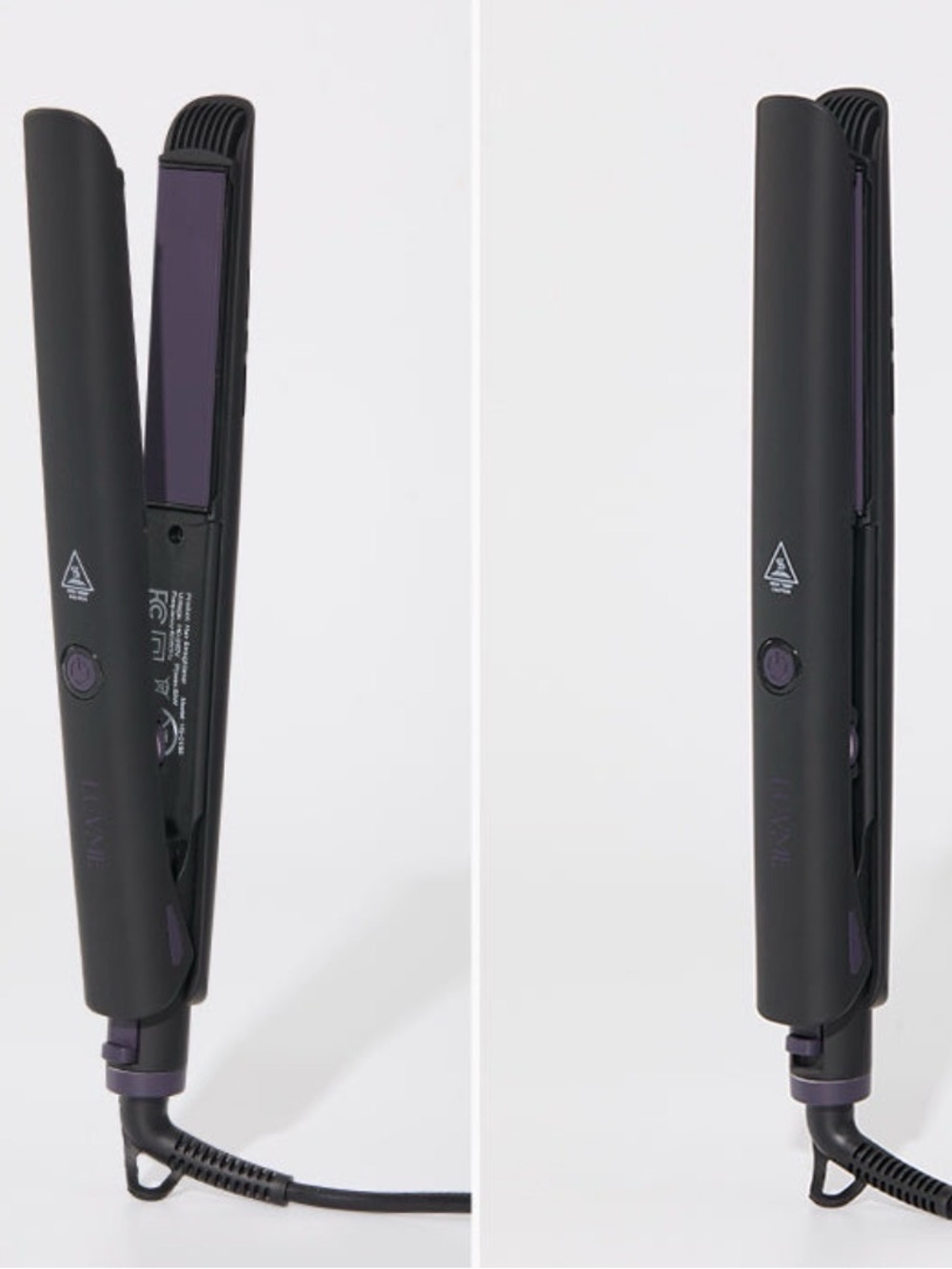 Luvme Ceramic Black Flat Iron Hair Straightener with Purple Plates